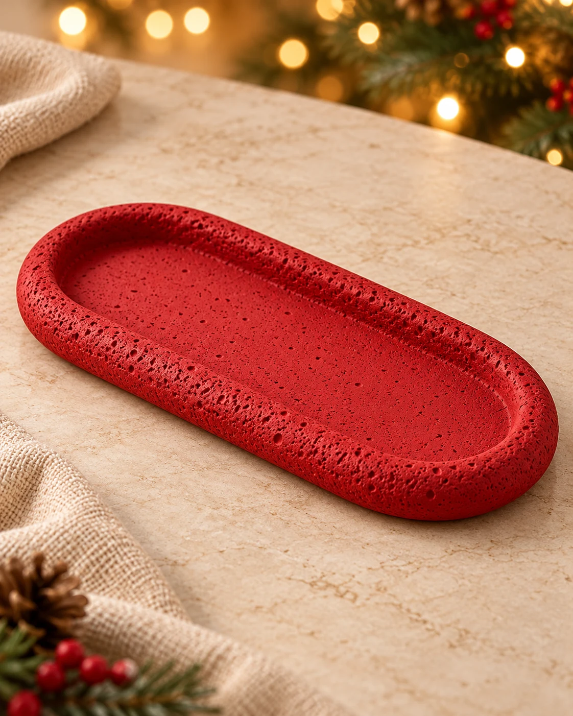 Base Oval Natal Vermelha